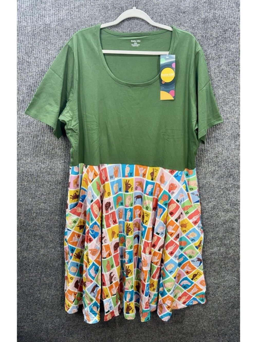 Svaha Twirl Dress Womens 3XL American Sign Language Short Sleeve Pockets NEW